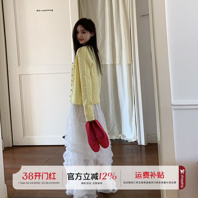 橘子树在哪儿韩系麻花针织开衫女秋季设计感简约外搭显瘦bm风上衣