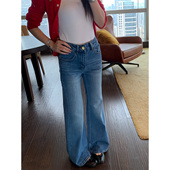 子 弹力辣妹遮肉显瘦气质马蹄裤 橘子树在哪儿蓝色微喇牛仔裤 女春季