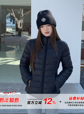 橘子树在哪儿黑色立领排骨羽绒服女冬季轻薄保暖收腰显瘦气质外套