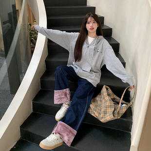 橘子树在哪儿美式 灰色字母连帽卫衣外套女春秋季 宽松休闲拉链开衫