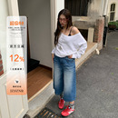 橘子树在哪儿美式复古高腰牛仔七分裤女夏季阔腿显瘦百搭直筒裤子