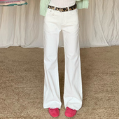 设计感弹力直筒百搭裤 款 子 女春季 橘子树在哪儿复古白色喇叭牛仔裤