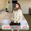 橘子树在哪儿韩系毛领双排扣毛呢外套冬季 高级感显瘦气质大衣 女款