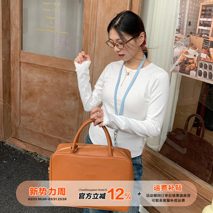 上衣 简约显瘦百搭打底衫 橘子树在哪儿韩系纯色圆领长袖 t恤女春季