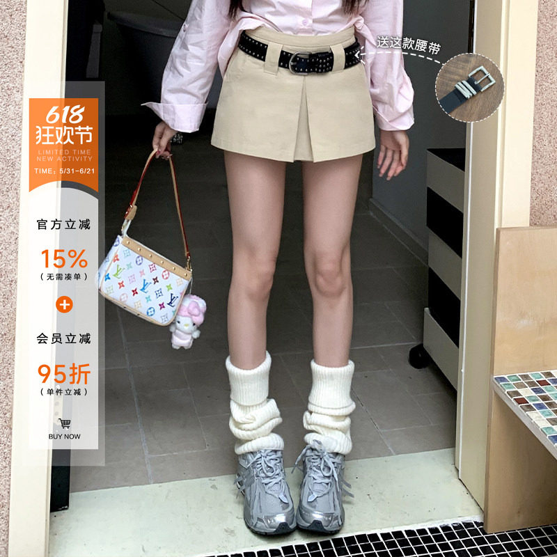 橘子树在哪儿设计感韩系高腰短裤女春辣妹显瘦气质百搭a字裙裤