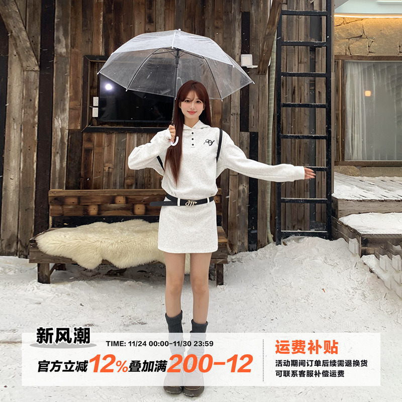 橘子树在哪儿学院风连帽卫衣女秋