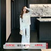 子 辣妹弹力遮肉显瘦马蹄裤 橘子树在哪儿白色中腰微喇牛仔裤 女春季