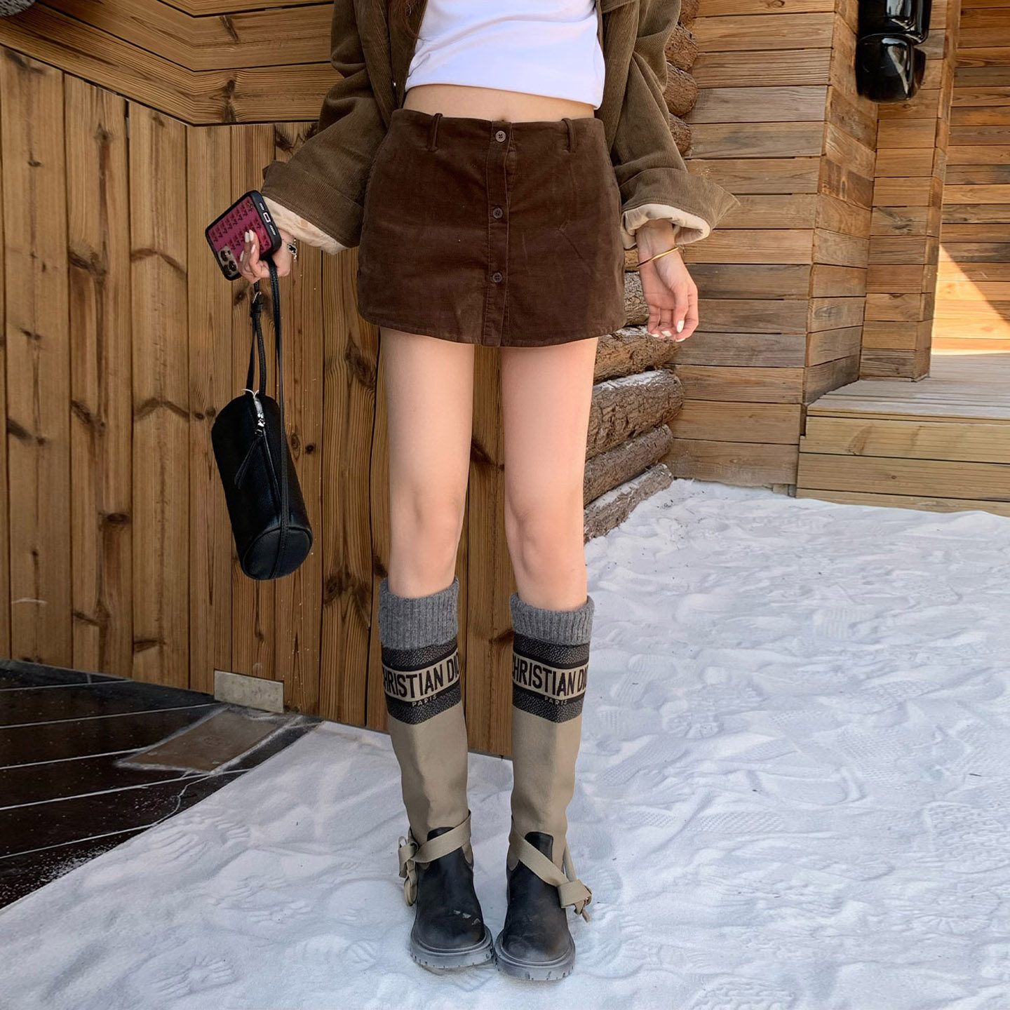 【清仓价】橘子树在哪儿复古灯芯绒半身裙女冬设计感包臀a字短裙