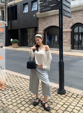 橘子树在哪儿复古抽绳七分休闲裤女夏季慵懒卫裤宽松显瘦卷边中裤