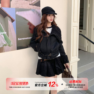 橘子树在哪儿不对称翻领棉服短外套女冬季高级感加厚保暖修身夹克