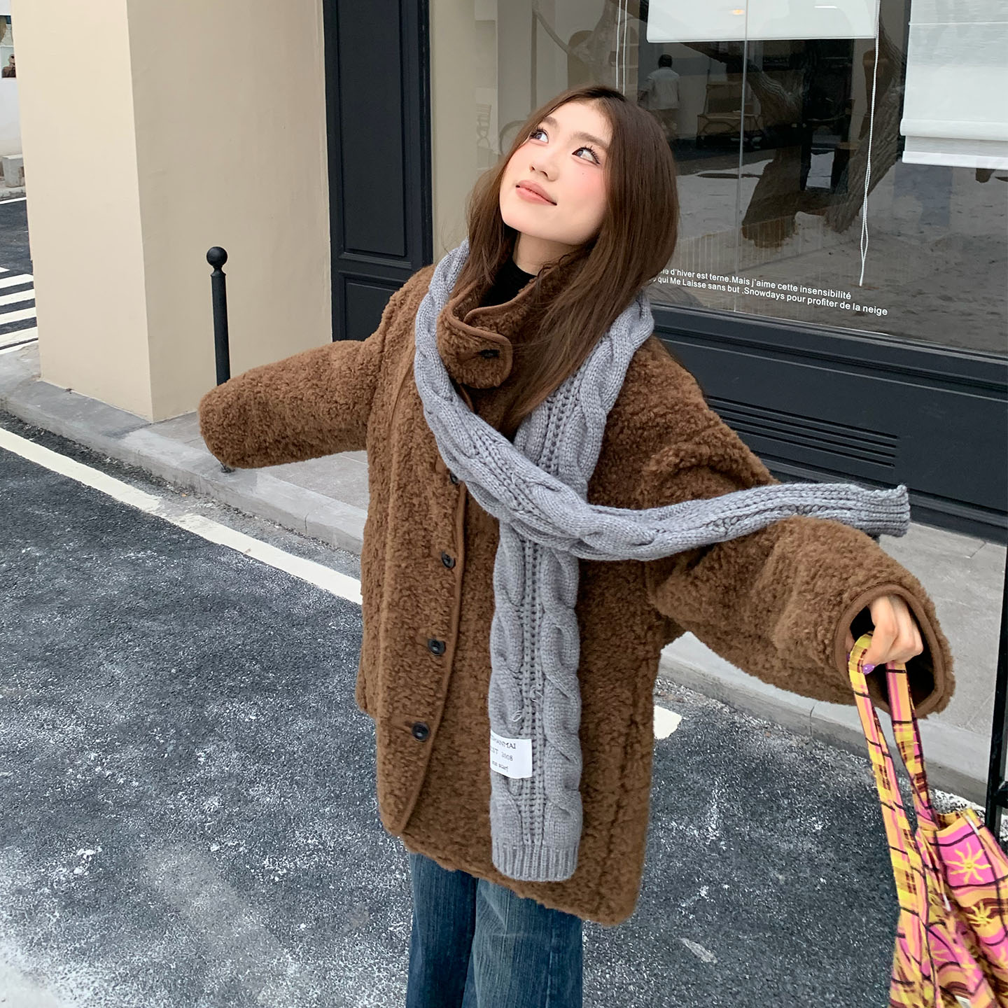 橘子树在哪儿韩系牛角扣毛毛外套