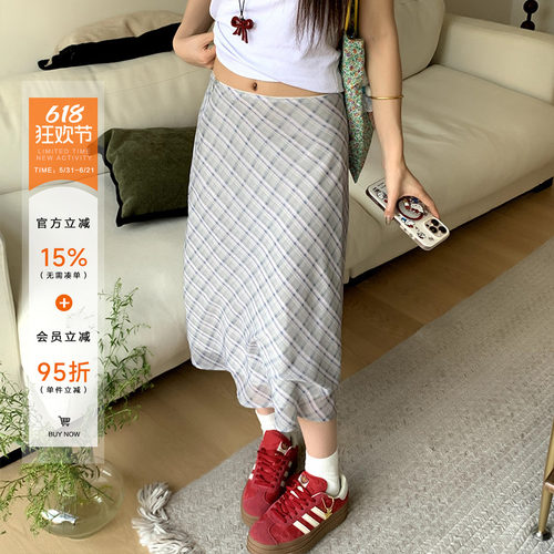 橘子树在哪儿复古格子半身裙女夏