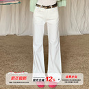 设计感弹力直筒百搭裤 款 子 女春季 橘子树在哪儿复古白色喇叭牛仔裤