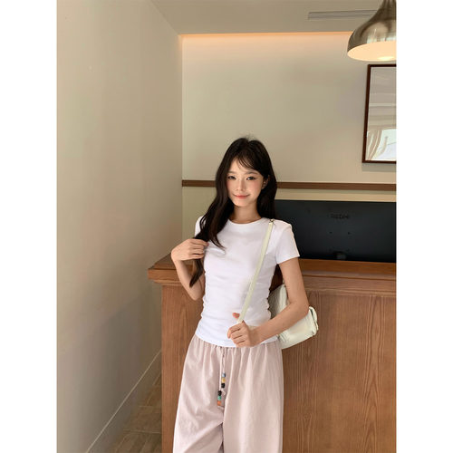 橘子树在哪儿纯色短袖t恤女夏季