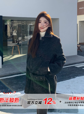 橘子树在哪儿韩系夹棉毛呢大衣女冬季高级感富家千金显瘦气质外套