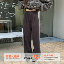 橘子树在哪儿复古加绒休闲裤 女秋冬慵懒风保暖显瘦百搭松紧腰卫裤