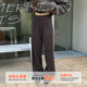 橘子树在哪儿复古加绒休闲裤 女秋冬慵懒风保暖显瘦百搭松紧腰卫裤