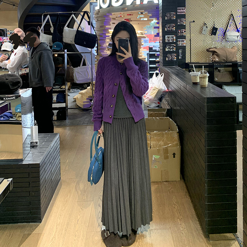 橘子树在哪儿韩系紫色麻花针织衫