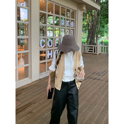 OTee老钱风排扣v领针织马甲背心