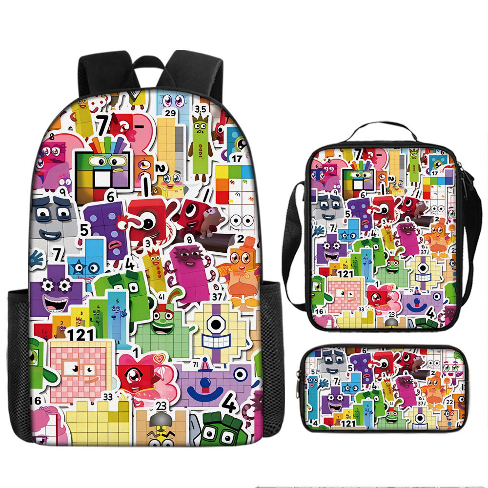 数字积木 Numberblocks书包大容量游戏双肩包挎包笔袋背包三件套