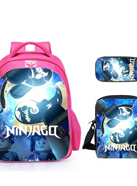 新款乐高LEGO Ninjago Season 5男女同款三件套-书包+挎包+笔袋