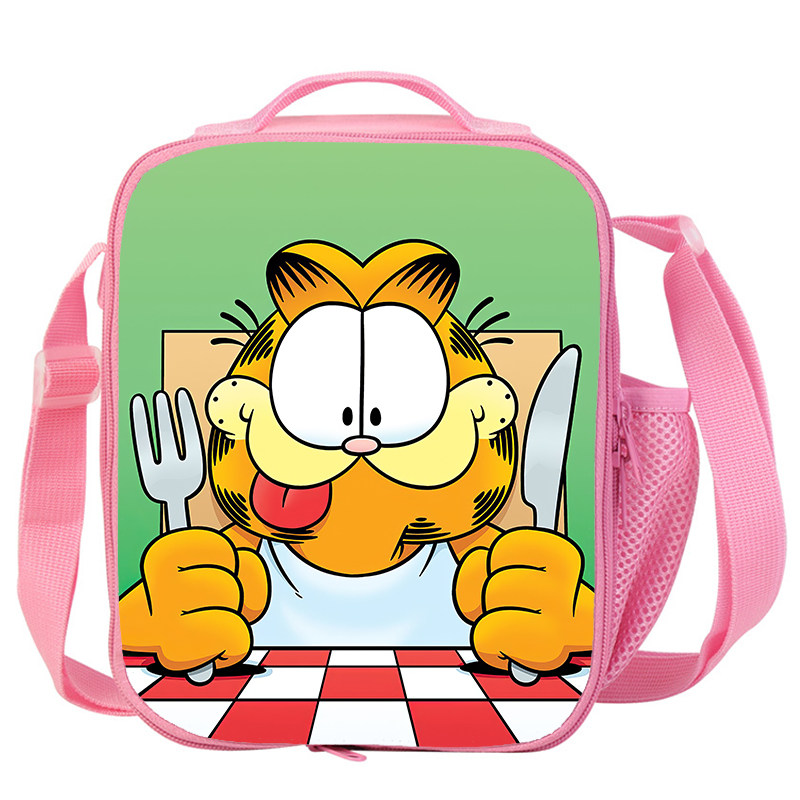 加菲猫联名红色餐包The Garfield Show萌趣印花便当包手提饭盒袋