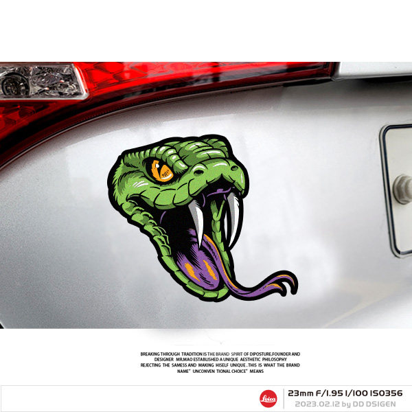 个性卡通蛇头反光车贴创意汽车改装贴摩托电动车潮流贴车身划痕贴