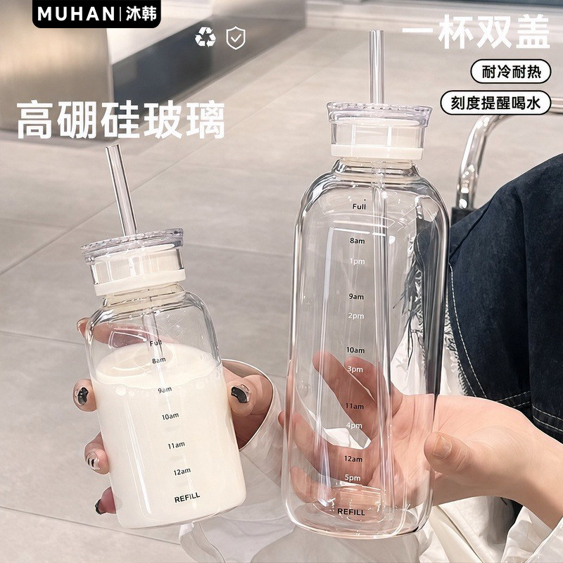 大容量刻度高硼硅玻璃水杯图片