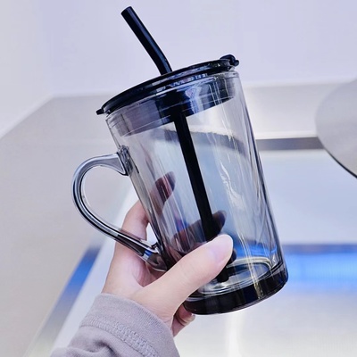 高颜值沐韩玻璃把杯咖啡杯