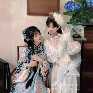 影楼新款 复古连衣裙 清汉女和留洋大小姐闺蜜艺术照写真服超仙法式