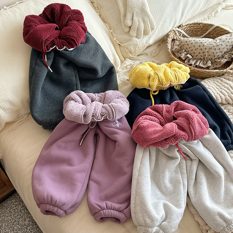 女童加绒裤子2025新款冬装加厚羊羔绒卫裤儿童女孩一条过冬运动裤