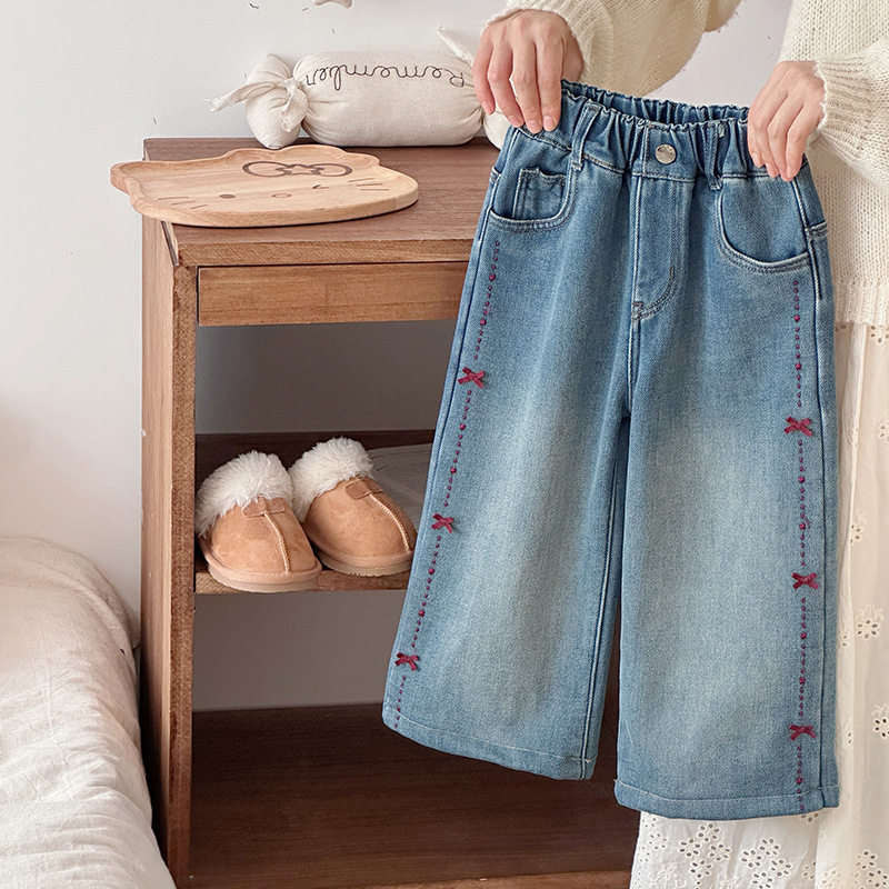 女童加绒牛仔裤2025冬款儿童一体绒高腰阔腿裤儿童宽松休闲长裤,童装/婴儿装/亲子装,儿童牛仔裤,淘宝优惠券,粉丝福利购,淘宝优惠卷