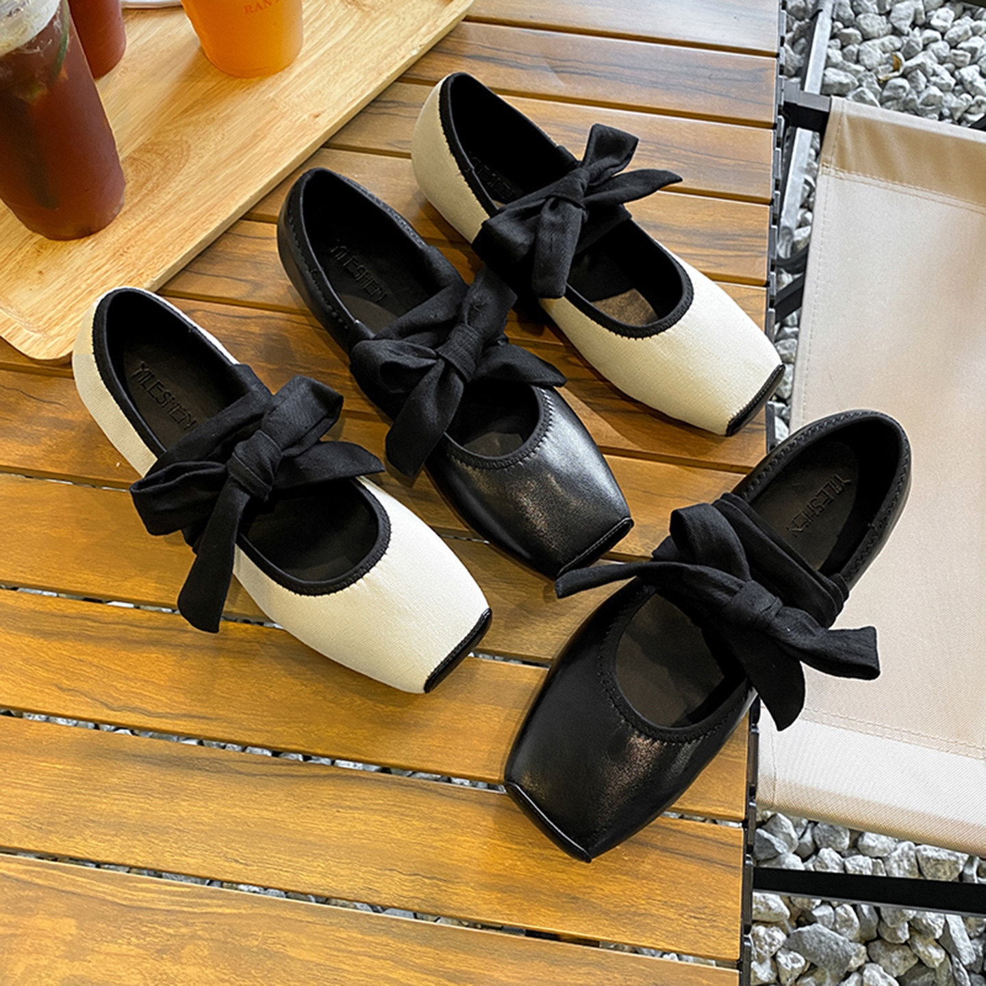 法式绑带拼色方头芭蕾舞鞋女2026春季新款复古配裙子浅口平底单鞋,女鞋,时尚芭蕾鞋,淘宝优惠券,粉丝福利购,淘宝优惠卷