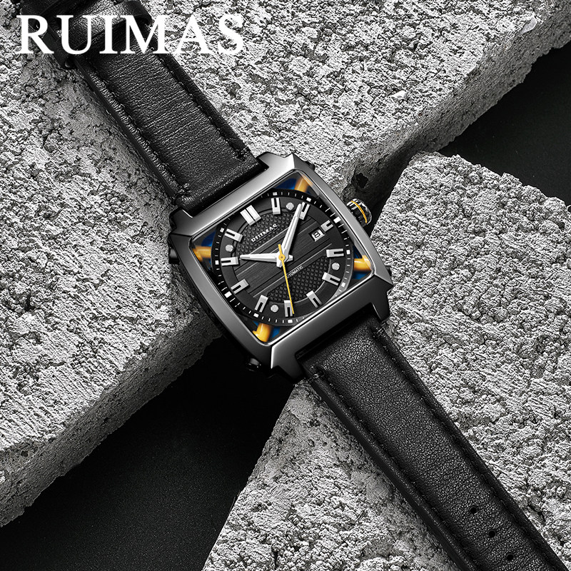 官方正品手表男长方形高档复古皮带学生潮流休闲防水全自动机械表