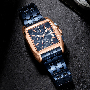 美格尔方形防水石英男表霸气复古炫酷大表盘学生全自动钢带表正品