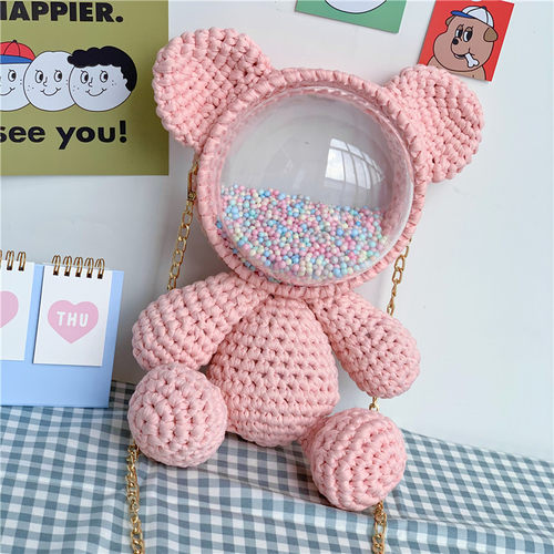 diy手工编织卡通风双肩包自制