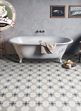 蓝色水磨石砖200*200卫生间厨房阳台瓷砖卧室客餐厅防滑耐磨砖