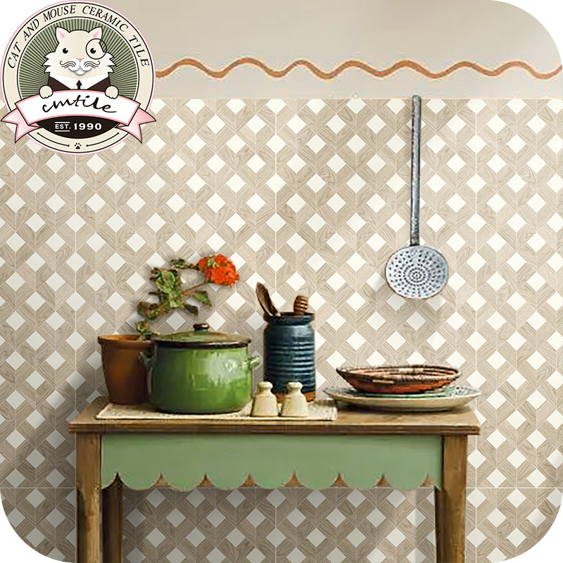 美式复古木纹砖菱形格子瓷砖600*1200客餐厅厨房背景墙砖地砖