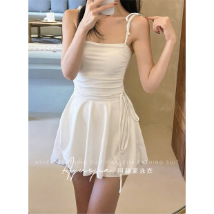 韩国ins风泳衣女高级感2025新款 纯色显瘦遮肚性感度假风 连体裙式