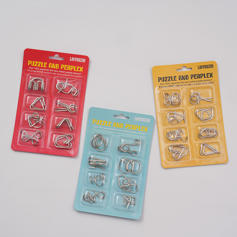 金属益智解环 8 件套 儿童智力开发解锁玩具成人解压九连环