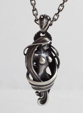 一休老银匠 Mad Graffit 艺术裸女 纯银女神 银吊坠男女款