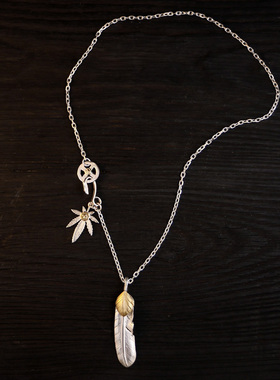 一休高桥吾郎 ikkyu goros 朱一龙同款 纯银羽毛细角项链吊坠