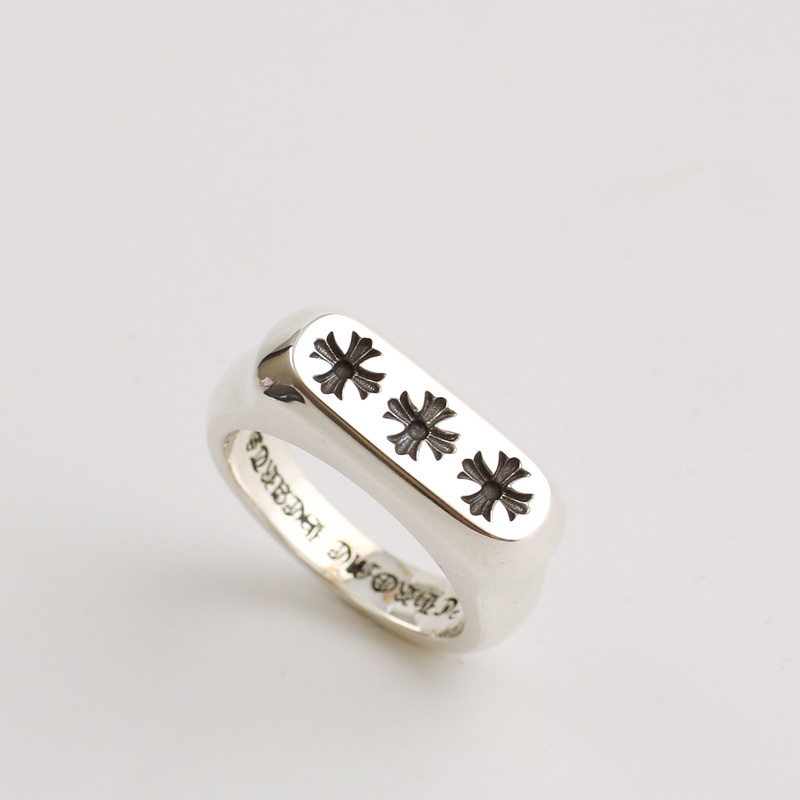 手工制作方形光面银戒指男女款