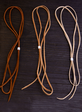 一休高桥吾郎  意大利进口双面绒 本色淡黄深咖鹿皮绳文玩真皮绳