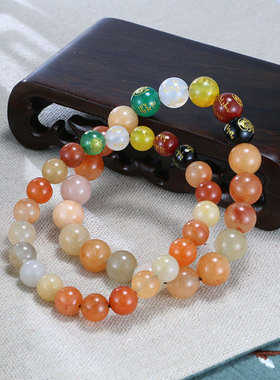 一休国风金丝绿东陵珠财神手链