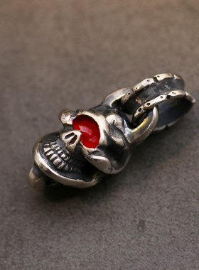 全新手工高山隆纯银骷髅吊坠