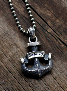 一休老银匠手工 Jango熔岩船锚吊坠项链s925纯银男潮复古匠人银饰