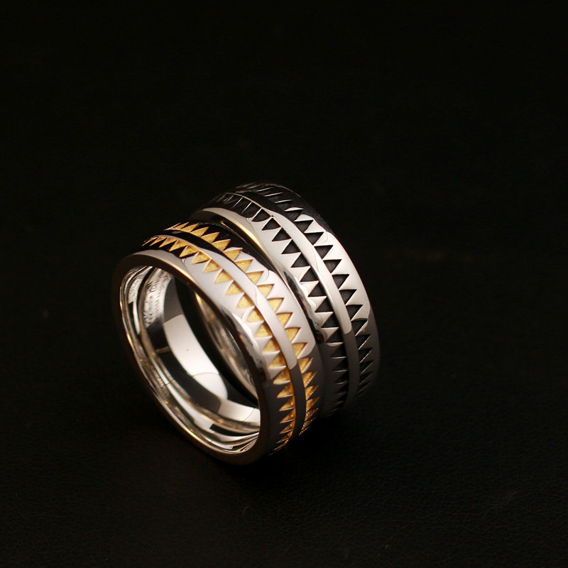 高桥吾郎一休锯齿纯银戒指