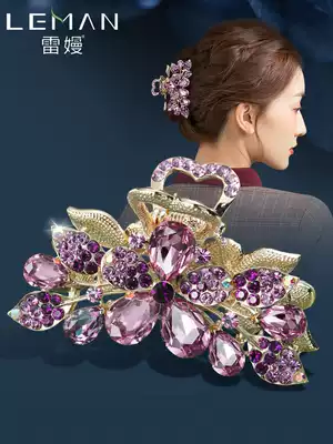 Large clip headdress female hairclip Korean shining rhinestone mother hairclip Lady clip back head hair grab clip