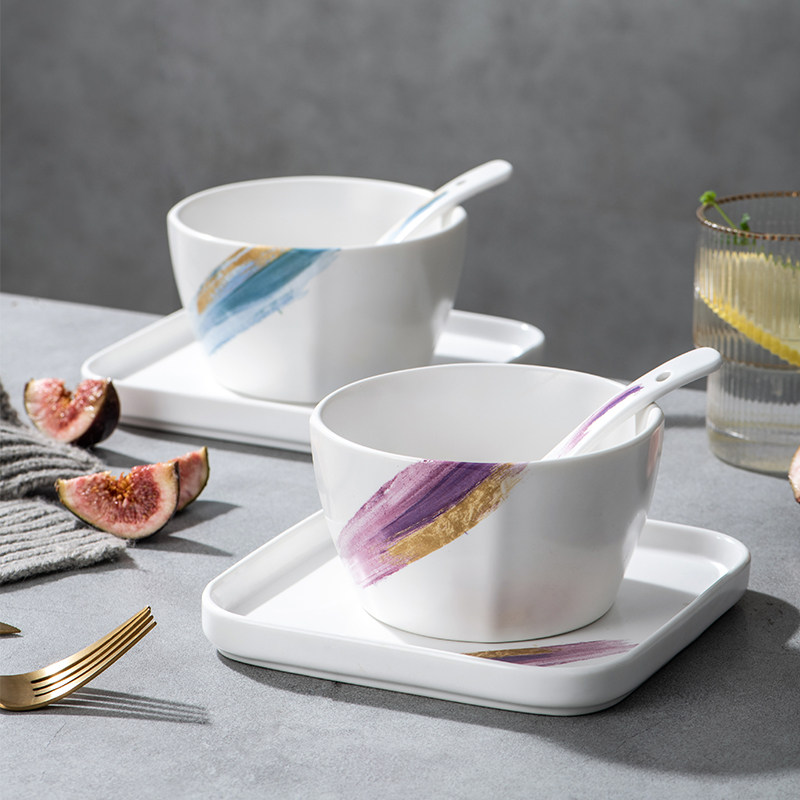 网红创意碗盘套装北欧个性简约陶瓷勺子饭碗盘子家用早餐西餐餐具,餐饮具,盘,淘宝优惠券,粉丝福利购,淘宝优惠卷